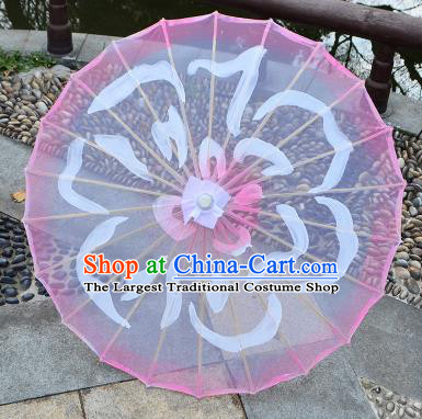 Chinese Ancient Drama Prop Paper Umbrella Traditional Handmade Printing Pink Umbrellas