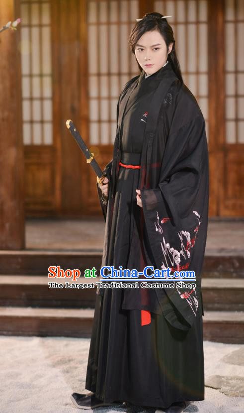 Traditional Chinese Jin Dynasty Knight Historical Costume Ancient Swordsmen Hanfu Clothing for Men