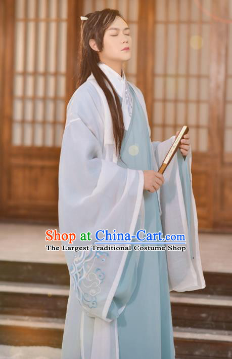 Traditional Chinese Jin Dynasty Nobility Childe Historical Costume Ancient Swordsmen Hanfu Clothing for Men