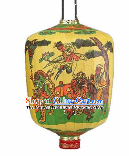 Chinese Traditional Sacrifice Palace Lantern Handmade New Year Printing Yellow Lanterns