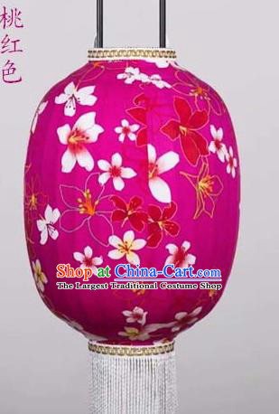 Chinese Traditional Printing Tung Flower Rosy Hanging Lantern Handmade Craft New Year Palace Lanterns