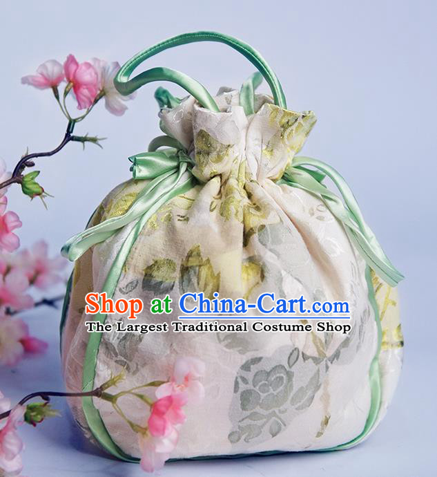 Chinese Traditional Hanfu Accessories Classical Embroidered Silk Green Handbag for Women