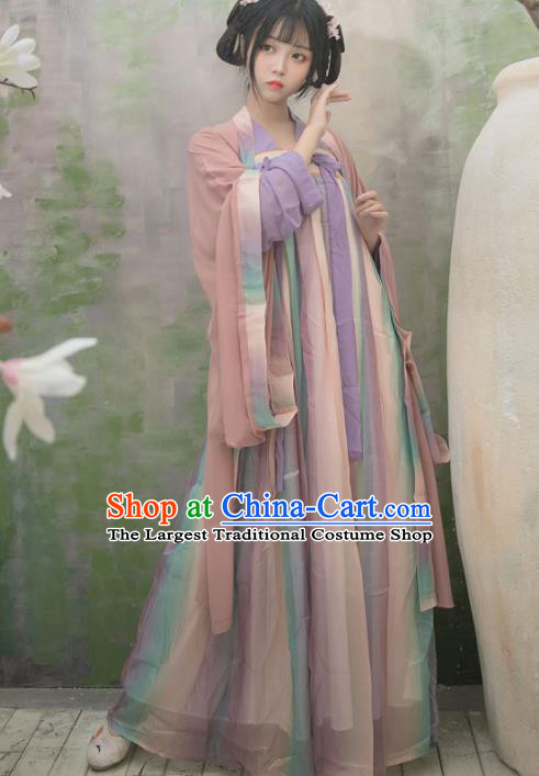 Chinese Ancient Peri Hanfu Dress Tang Dynasty Palace Princess Traditional Historical Costume for Women