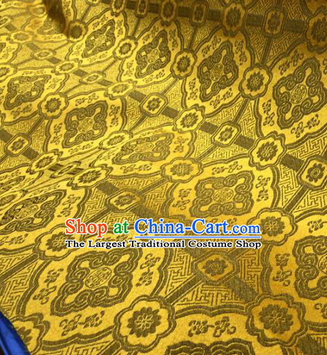 Chinese Traditional Buddhism Pattern Design Yellow Brocade Silk Fabric Tibetan Robe Satin Fabric Asian Material