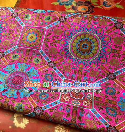 Chinese Traditional Buddhism Pattern Design Rosy Brocade Silk Fabric Tibetan Robe Satin Fabric Asian Material