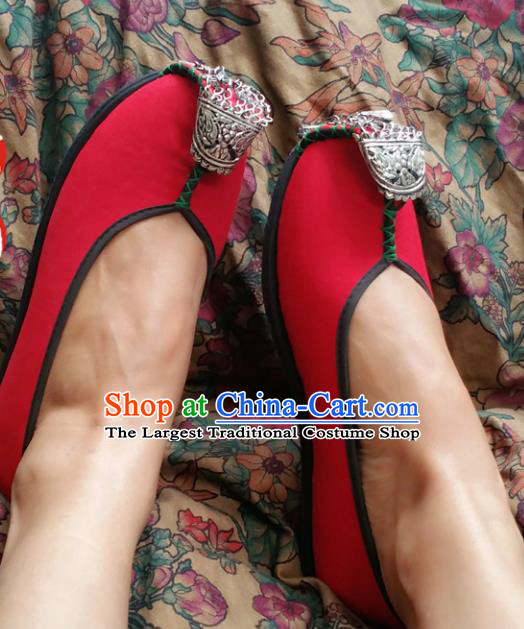 Chinese Ancient Princess Red Shoes Traditional Wedding Cloth Shoes Hanfu Shoes Embroidered Shoes for Women