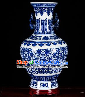 Chinese Jingdezhen Ceramic Craft Twine Pattern Vase Enamel Handicraft Traditional Porcelain Vase