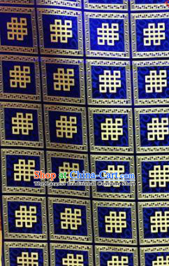 Chinese Traditional Buddhism Auspicious Pattern Royalblue Brocade Silk Fabric Tibetan Robe Satin Fabric Asian Material