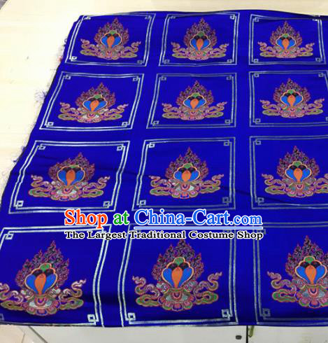 Chinese Traditional Buddhism Manichaeus Pattern Royalblue Brocade Silk Fabric Tibetan Robe Satin Fabric Asian Material