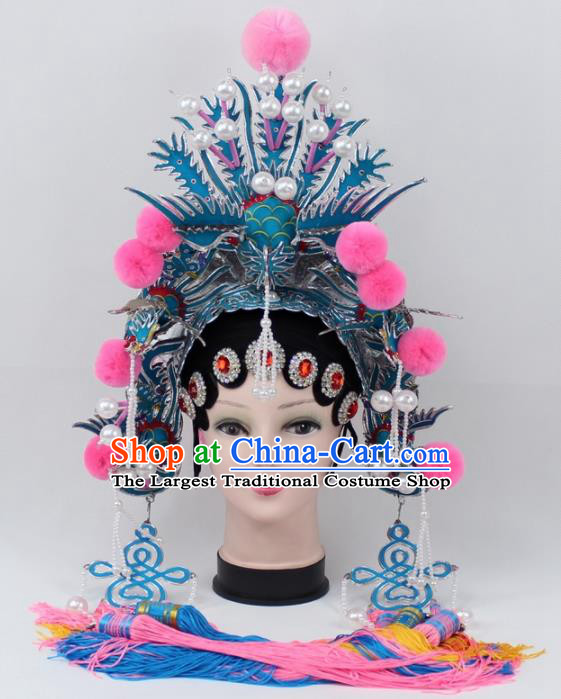 Chinese Ancient Princess Tassel Phoenix Coronet Traditional Peking Opera Diva Headwear for Women