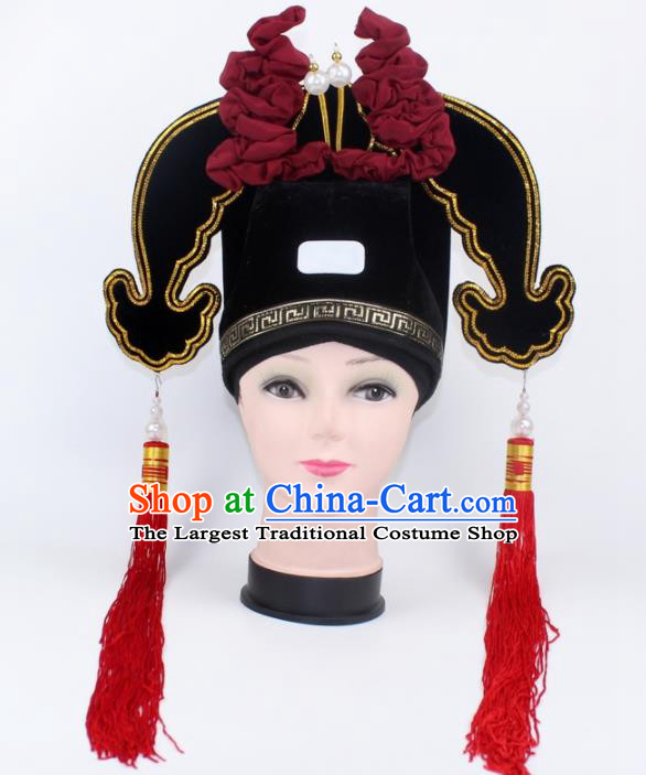 Chinese Ancient Scholar Black Hat Traditional Peking Opera Niche Headwear for Men