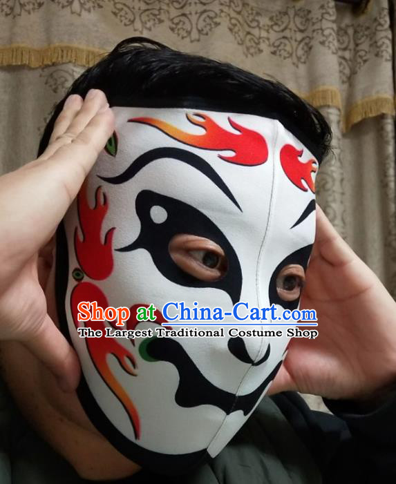 Chinese Traditional Sichuan Opera Face Changing Masks Handmade Painting White Facial Makeup