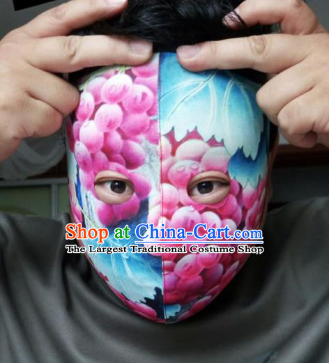 Chinese Traditional Sichuan Opera Face Changing Blue Masks Handmade Painting Facial Makeup