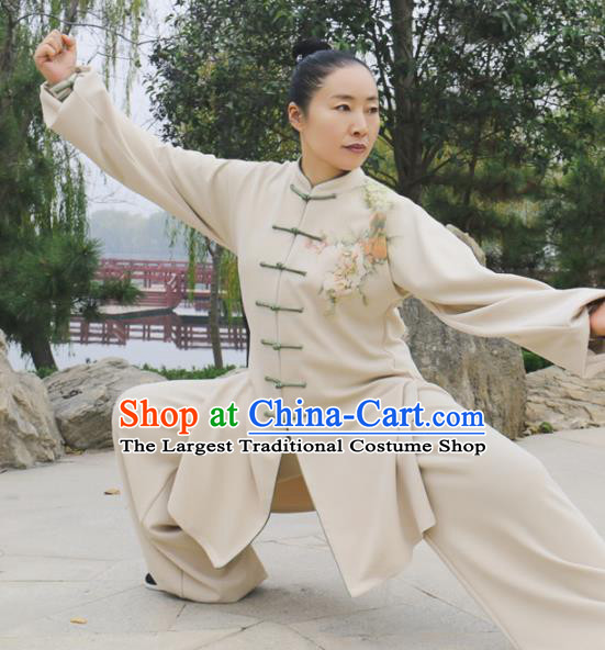 Chinese Traditional Kung Fu Competition Costume Martial Arts Tai Chi Printing Peony Clothing for Women