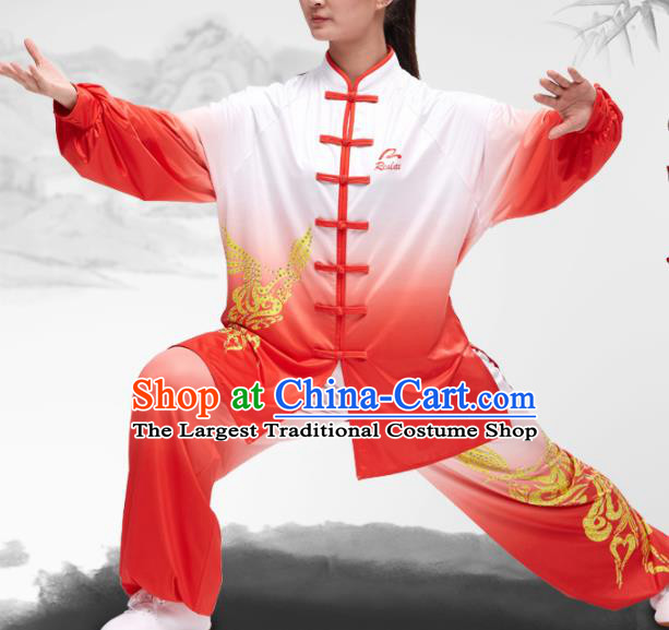 Chinese Traditional Kung Fu Competition Red Costume Martial Arts
