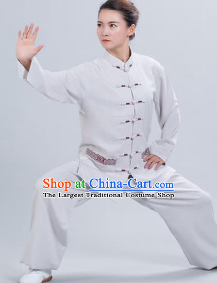 Chinese Traditional Kung Fu Competition Costume Tang Suit Tai Chi Grey Clothing for Women