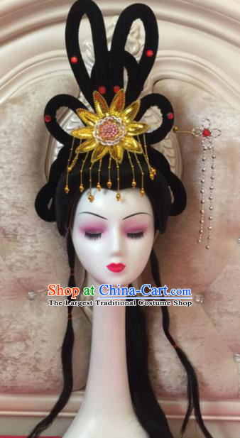 Chinese Traditional Beijing Opera Princess Wig Sheath Peking Opera Peri Chignon Hair Accessories for Women