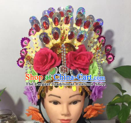 Chinese Traditional Beijing Opera Peri Phoenix Coronet Headwear Peking Opera Diva Hair Accessories for Kids