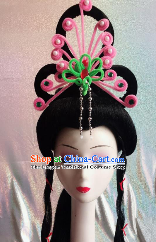 Chinese Traditional Beijing Opera Peri Pink Phoenix Hairpins Peking Opera Diva Hair Accessories for Women