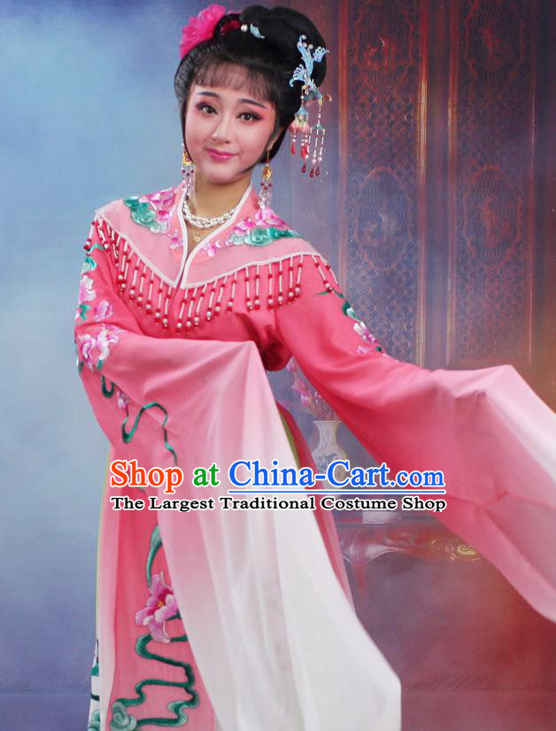 Chinese Traditional Huangmei Opera Peri Embroidered Pink Dress Beijing Opera Hua Dan Costume for Women