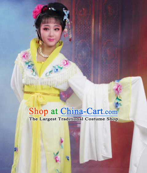 Chinese Traditional Huangmei Opera Nobility Lady Embroidered Yellow Dress Beijing Opera Hua Dan Costume for Women