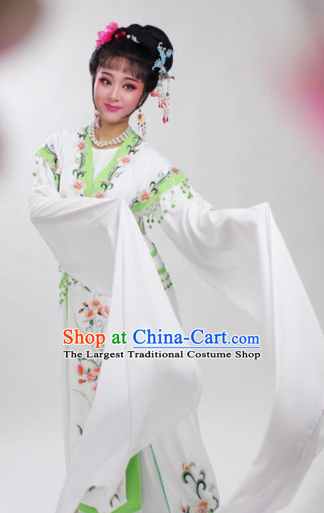 Chinese Traditional Huangmei Opera Embroidered Green Peony Dress Beijing Opera Hua Dan Costume for Women