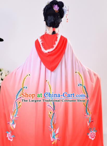 Chinese Traditional Shaoxing Opera Embroidered Red Cloak Beijing Opera Princess Hua Dan Costume for Women