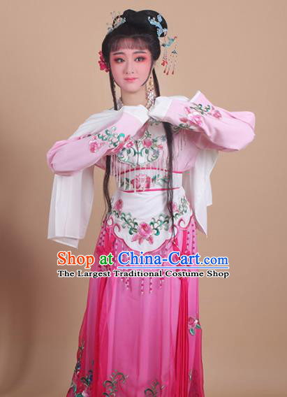 Chinese Traditional Huangmei Opera Nobility Lady Embroidered Rosy Dress Beijing Opera Hua Dan Costume for Women