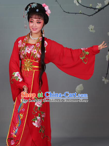 Chinese Traditional Shaoxing Opera Red Dress Beijing Opera Hua Dan Embroidered Costume for Women