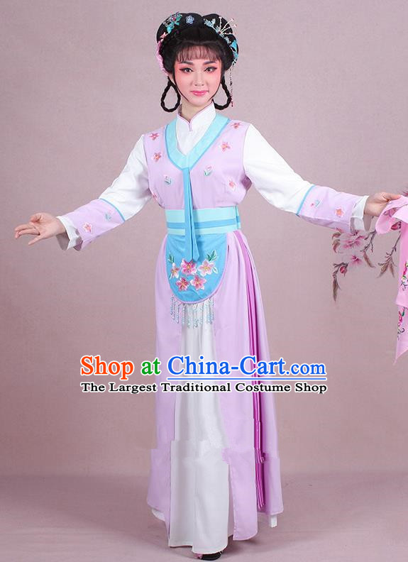 Chinese Traditional Shaoxing Opera Maidservants Embroidered Violet Dress Beijing Opera Young Lady Costume for Women