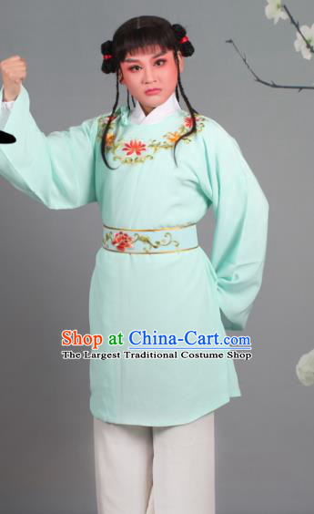 Chinese Traditional Peking Opera Livehand Blue Clothing Beijing Opera Servant Costume for Men