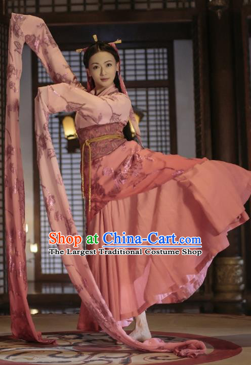 Chinese Ancient Dancer Hanfu Dress The Lengend of Haolan Warring States Period Palace Lady Historical Costume and Headpiece for Women