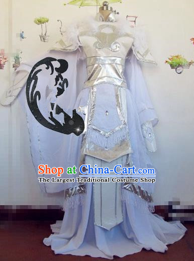 Chinese Traditional Cosplay Princess Wedding Costume Ancient Peri White Hanfu Dress for Women