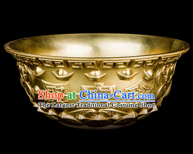 Chinese Traditional Feng Shui Items Taoism Bronze Treasure Bowl Bagua Decoration