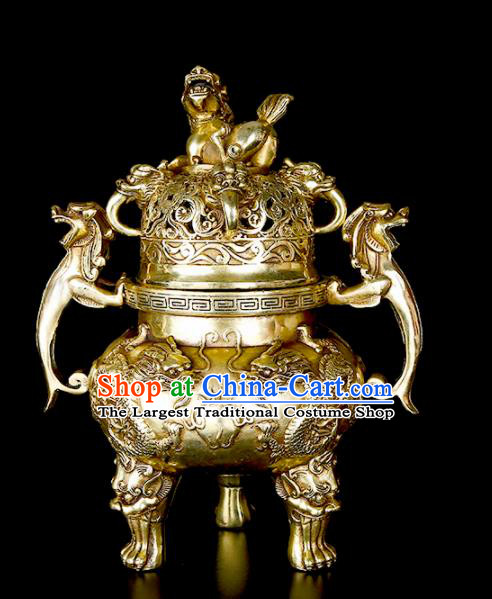 Chinese Traditional Taoism Bagua Brass Incense Burner Feng Shui Items Censer Decoration