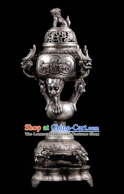 Chinese Traditional Taoism Bagua Cupronickel Incense Burner Feng Shui Items Censer Decoration