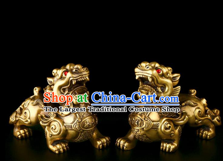 Chinese Traditional Feng Shui Items Taoism Bagua Brass Pi Xiu Decoration