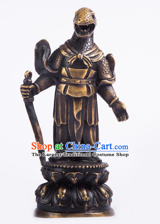 Chinese Traditional Feng Shui Items Taoism Bagua Brass Chinese Zodiac Snake Statue Decoration