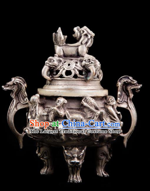 Chinese Traditional Taoism Bagua Cupronickel Eight Immortals Incense Burner Feng Shui Items Censer Decoration