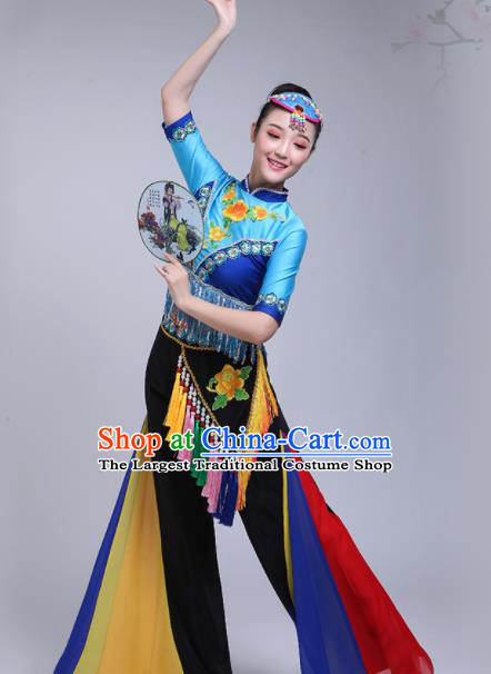 Chinese Traditional Stage Performance Fan Dance Costume Folk Dance Yangko Dance Dress for Women