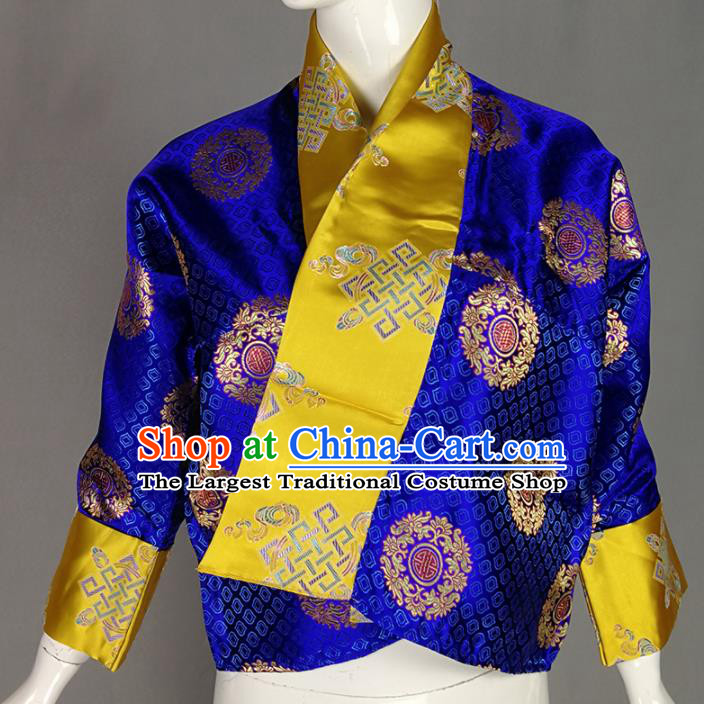 Chinese Traditional Tibetan Ethnic Royalblue Blouse Zang Nationality Heishui Dance Costume for Women