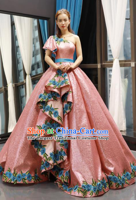 Top Grade Compere Pink Bubble Full Dress Princess Wedding Dress Costume for Women