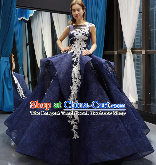 Top Grade Compere Royalblue Bubble Full Dress Princess Wedding Dress Costume for Women