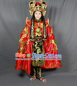 Chinese Traditional Sichuan Opera Embroidered Costume Face Changing Red Cloak and Clothing Complete Set for Men