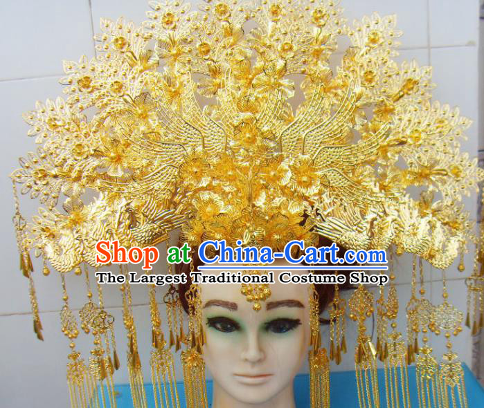 Chinese Traditional Goddess Hairpins Tassel Phoenix Coronet Ancient Bride Hair Accessories for Women