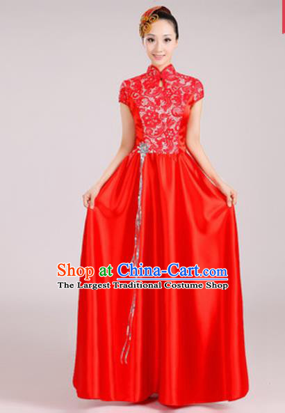 Chinese Traditional Chorus Red Dress Opening Dance Modern Dance Costume for Women