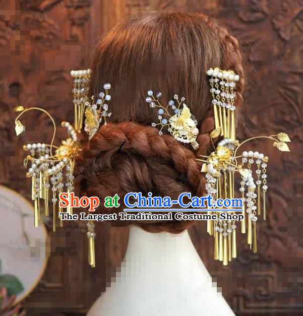 Chinese Traditional Hair Accessories Complete Set Ancient Palace Tassel Hairpins Headwear for Women