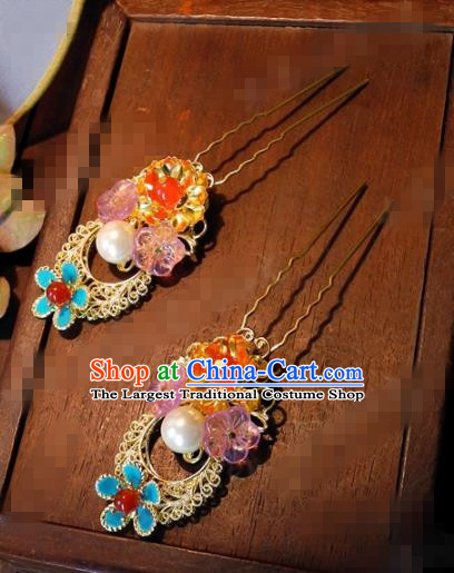 Chinese Traditional Palace Hair Accessories Hair Clips Ancient Hairpins Headwear for Women