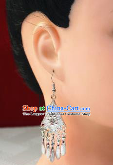 Traditional Chinese Sliver Tassel Ear Accessories Miao Nationality Wedding Earrings for Women