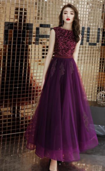 Top Grade Catwalks Purple Lace Evening Dress Compere Modern Fancywork Costume for Women